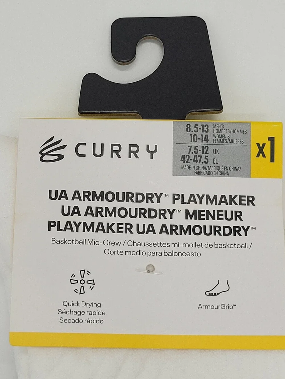 UA CURRY Mid Crew Socks Playmaker Armourdry Large Unisex M8.5-13 W10-14 NEW